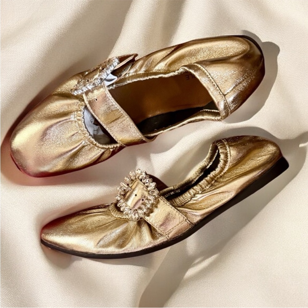 Free People Women's Ursa Gemini Ballet Flat metallic ballet slipper shoes NWT​